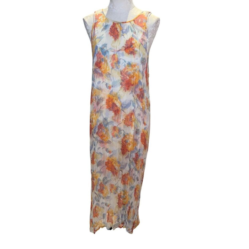 Sundance Womens Size XL White Floral Sheer Layered Maxi Slip Dress Boho Casual